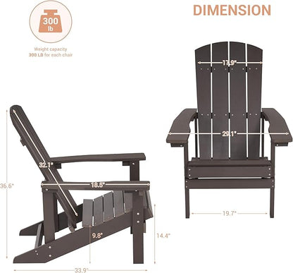 Adirondack Chairs, Plastic Adirondack Chairs Set of 4, All-Weather Resistant, Widely Used in Outdoor, Fire Pit, Deck, Outside, Garden