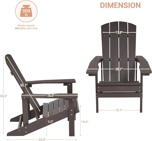 Adirondack Chairs, Plastic Adirondack Chairs Set of 2, All-Weather Resistant, Widely Used in Outdoor, Fire Pit, Deck, Outside, Garden