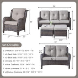 Rilyson Wicker Patio Furniture Set - 6 Piece Rattan Outdoor Sectional Conversation Sets with 1 Sofa, 1 Loveseat - Photo 2