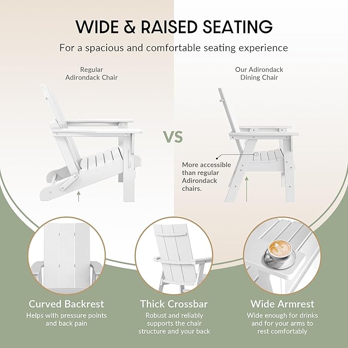 WestinTrends Ashore Outdoor Patio HDPE Plastic Modern Adirondack Dining Chair White