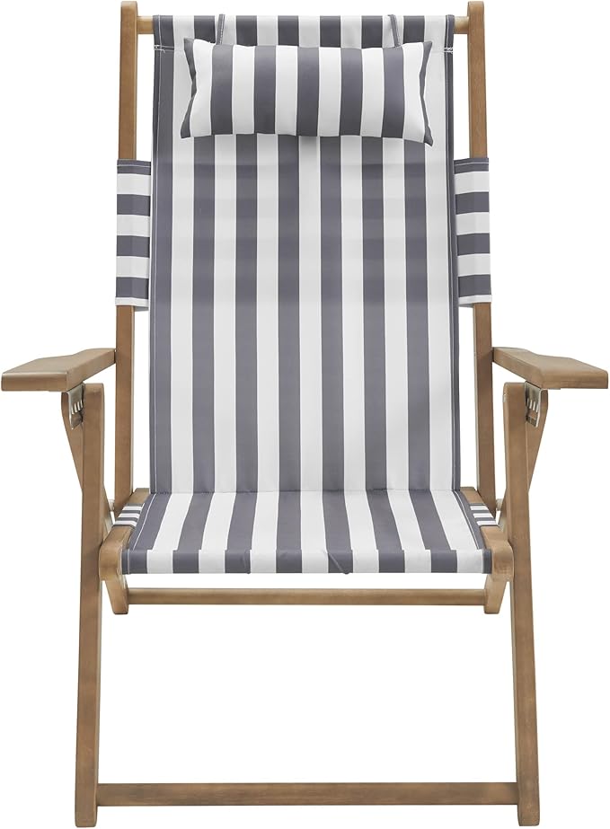 Lavish Home Beach Chair - Outdoor Weather-Resistant Wood Folding Chair with Backpack Straps - 4-Position Reclining Seat - Photo 4