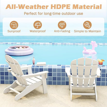 Costzon Kids Adirondack Chair, All-Weather HDPE Patio With High Backrest, Armrests, Fire Pit for Ages 3-8, Indoor Outdoor Lounge for Garden, Lawn, Yard (1,White)