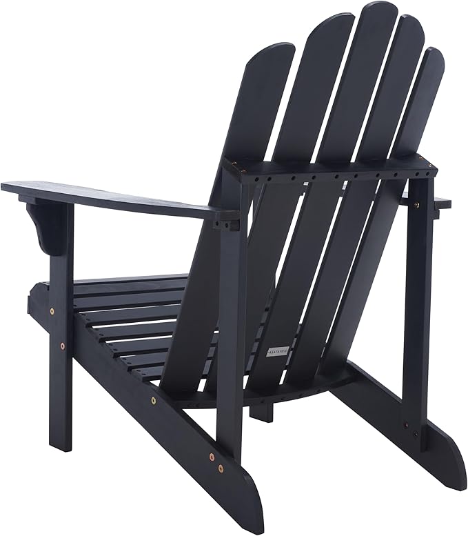 SAFAVIEH Outdoor Collection Topher Black Slatted Adirondack Chair - Photo 7