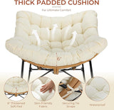 TLSUNNY Outdoor Papasan Rocking Chair, Oversized Padded Lounge Rocker with Cushion, Comfy Wicker Egg Lounge Chair - Photo 4