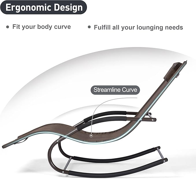 Lounge Chair, Outdoor Chaise Lounge with Detachable Pillow for Patio, Lawn, Pool, Outdoor Lounge Chairs, Brown - Photo 4