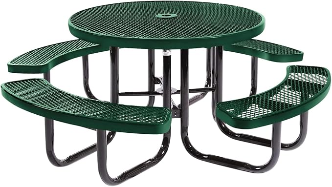 Coated Outdoor Furniture Heavy-Duty Portable Outdoor Picnic Table with Umbrella Hole - Photo 1