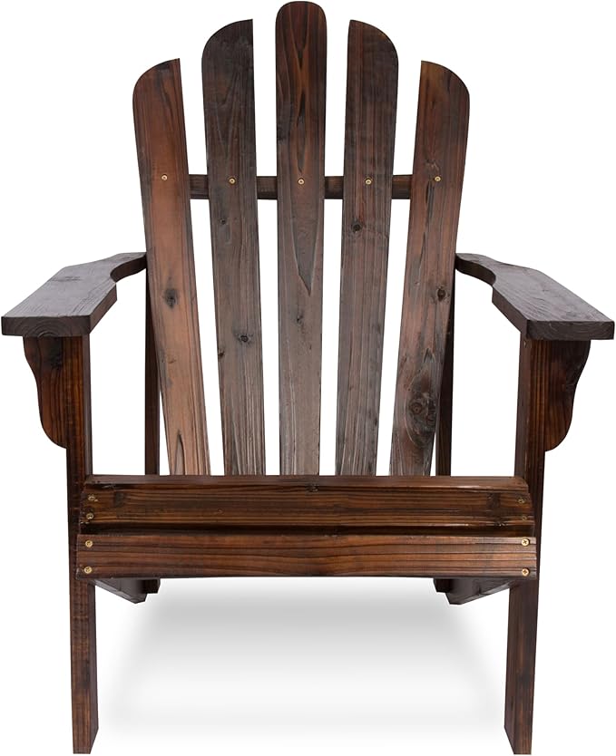 Shine Company Westport Wooden Adirondack Chair, Outdoor Patio Firepit Chairs, Back & Seat Pre-Assembled, Burnt Brown - Photo 4