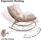 Outdoor Rocking Chairs Set of 2, Modern Papasan Rocking Chairs with Cushions - Photo 5