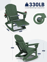 KINGYES Adirondack Rocking Chair Set of 4 with Retractable Ottoman and Cup Holders - Photo 2
