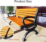 Outdoor Garden Bench Park, cast Iron and Hardwood Constructed Patio Furniture Bench with backrest, Perfect for Backyard - Photo 2