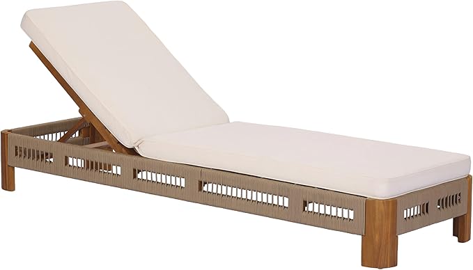 Christopher Knight Home Lamon Acacia Wood Chaise Lounge Chair Outdoor with Cushion - Photo 6