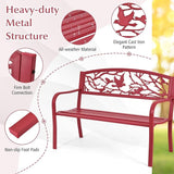 Tangkula Metal Outdoor Garden Bench Park Bench, Patio Bench with Bird & Twig Cast Iron Back Pattern - Photo 6