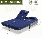 RADIATA 51.2" Outdoor Loveseat Sofa Bed, PE Wicker Patio Daybed with 2-Person Double Chaise Lounge - Photo 2