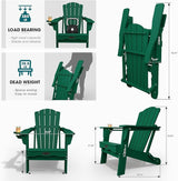 Folding Adirondack Chair, HDPE All-Weather Outdoor Chair with Cup Holder, Wooden Textured, Fire Pit Chair - Photo 3