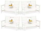 SERWALL Outdoor Bench with Cup Holder, 58" HDPE Garden Park Bench Suitable for 3 Person - Photo 1