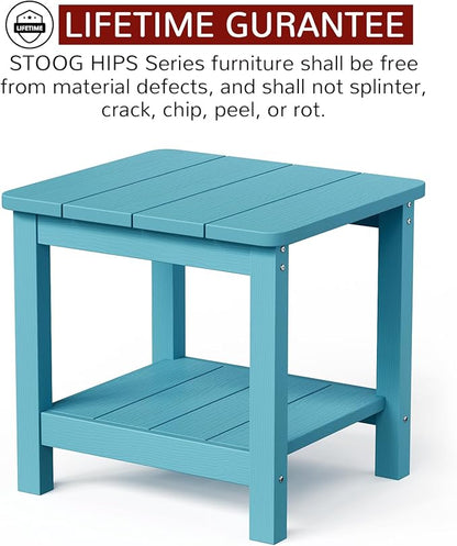 Stoog Rectangular Outdoor Side Table, All-Weather Turquoise End Table for Patio, Never Fade or Rot, Perfect for Pool, Backyard & Garden