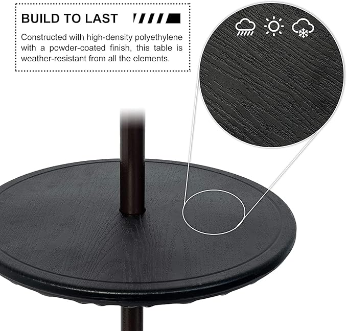 Sundale Outdoor Adjustable Umbrella Table, Portable Round Table Tray with Umbrella Hole, for Beach Patio Garden Poolside 20in Dia