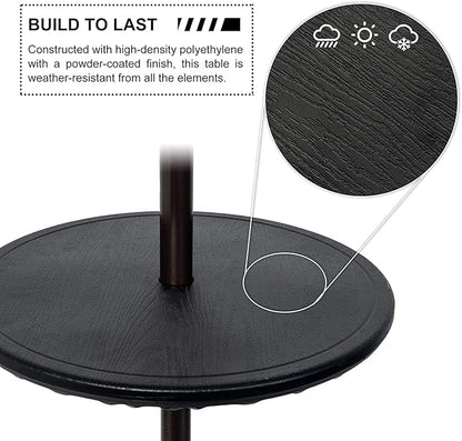 Sundale Outdoor Adjustable Umbrella Table, Portable Round Table Tray with Umbrella Hole, for Beach Patio Garden Poolside 20in Dia
