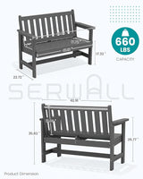 SERWALL Outdoor Bench, HDPE Outdoor Benches Weatherproof, 2-Person Garden Bench with 660 lbs Weight Capacity - Photo 3