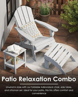 GREENVINES Folding-Adirondack-Chair | HDPE Plastic | Fire Pit Chairs | All Weather | Cup Holder | White - Photo 6