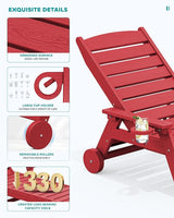 SERWALL Patio Chaise Lounge Chair, 78'' Long HDPE 5 Positions Adjustable Outdoor Lounger - Photo 5
