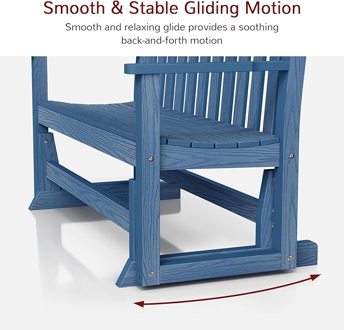 Stoog Outdoor Gliders Set of 2, All-Weather HIPS Glider Bench for Porch, Never Fade or Rot, Blue - Photo 5