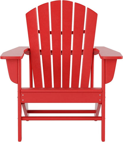 WestinTrends Dylan 5-Piece Outdoor Patio HDPE Adirondack Chair with Round Coffee Table Conversation Set, Red