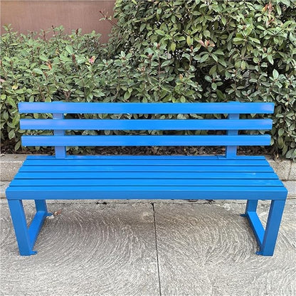 Outdoor Patio Benches, Garden Metal Bench with Backrest, Weatherproof Metal Garden Patio Bench, Bench Yard, Stadium, Scenic Area or Open-Air Seating(Blue,100cm/39.4in)