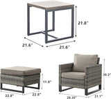 Wicker Outdoor Patio Furniture Set - 5 Piece Patio Conversation Set with 2 Wicker Armrest Chairs - Photo 2