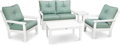 POLYWOOD® Vineyard 5-Piece Deep Seating Set in White/Spa