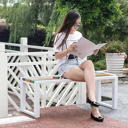 Metal Outdoor Bench Garden Plant Bench Patio Park Benches 31inch Slatted Seating Weatherproof for Park Front Porch Path Yard Lawn Decor Deck Furniture(71in/180cm)