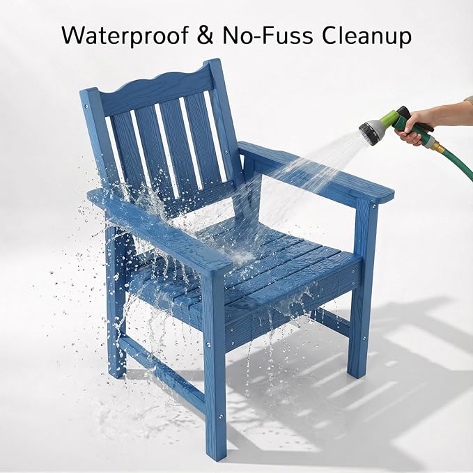 Stoog All-Weather Patio Chairs Set of 2, Heavy Duty Outdoor Chairs with 400 lbs Weight Capacity, Garden Chair for Backyard, Deck, Lawn & Porch, Blue