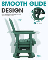 SERWALL Adirondack Swivel Glider, HDPE Glider for Outdoor, All-Weather Glider Rocking Chair for Porch, Balcony, Green - Photo 5