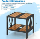 Tangkula Outdoor Side Table with 1.57” Umbrella Hole, 2-Tier Patio Metal End Table with Storage Shelf - Photo 3