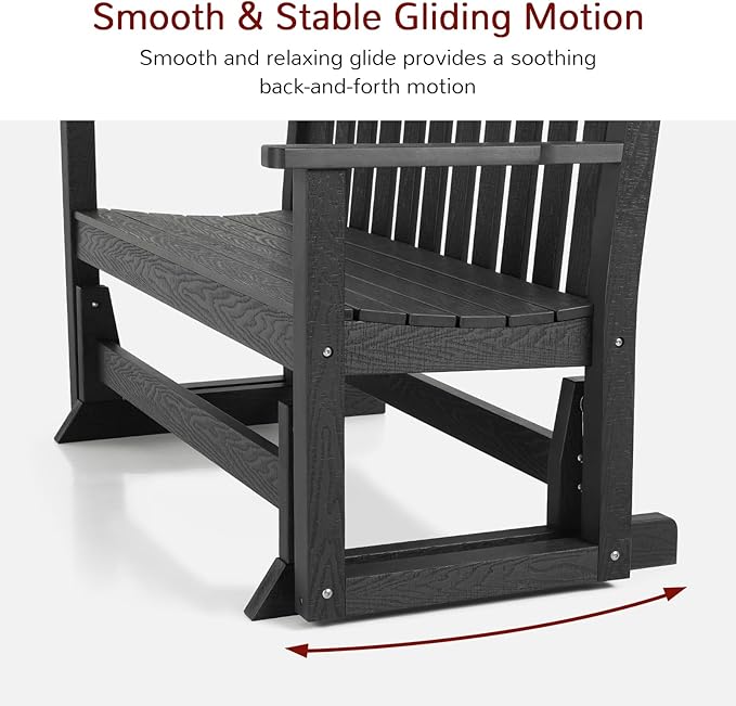 Stoog Outdoor Glider Benches Set of 2, All-Weather Patio Glider with 800 lbs Weight Capacity, Low Maintenance, for Porch - Photo 5