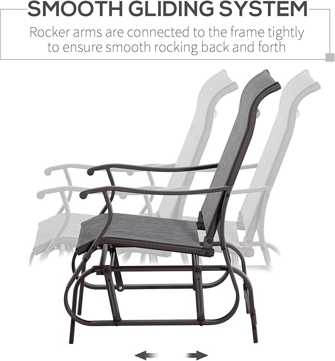 Outsunny Outdoor Glider Chair, Gliders for Outside Patio with Steel Frame and Mesh Fabric for Backyard, Garden - Photo 4