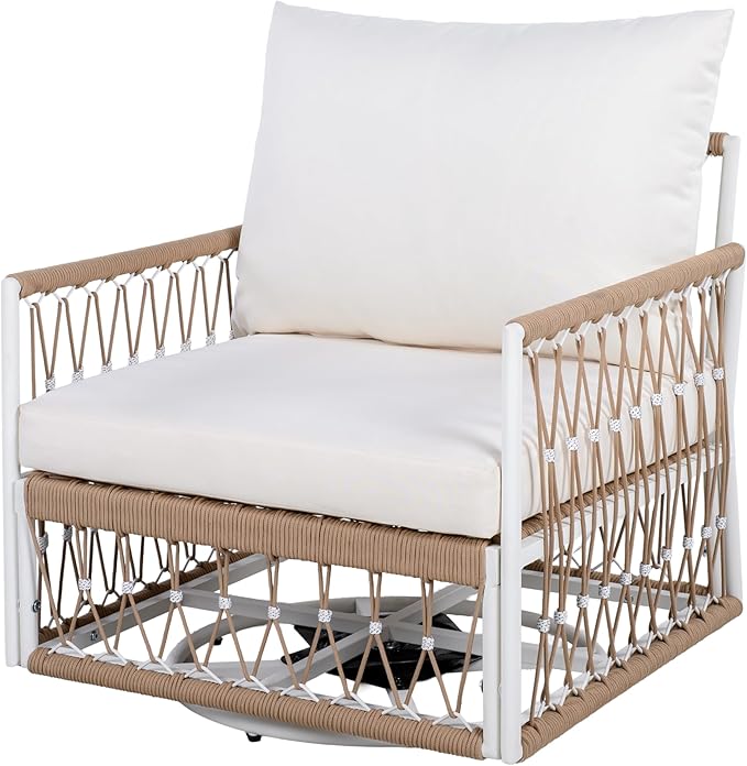 Christopher Knight Home Fiora 360° Swivel Patio Chairs Set of 2 with Handwoven Rope - Photo 6