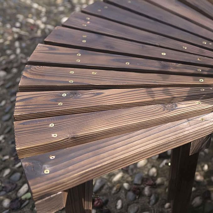 Tree Bench Wrap Around Tree Bench Wooden Curved Benches Outdoor Strong Bearing Capacity 660Lbs, for Garden Natural 120Cm/47In