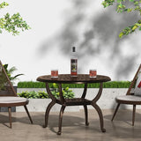 Round Outdoor Coffee Table Set of 2, Cast Aluminum Side Table with Storage, Indoor End Table - Photo 7