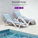PURPLE LEAF Patio Chaise Lounge Chair with Armrests Outside Aluminum Plastic Stackable Tanning Chairs for Pool - Photo 5
