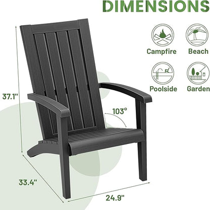 NUNU LAB Outdoor Adirondack Chairs,Plastic Adirondack Chair with Cup Holder,Weather Resistant Patio Chairs, HDPE Adirondack Lawn Chairs for Poolside Backyard Lawn Patio Fire Pit
