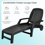 Tangkula Outdoor Chaise Lounge Chair, 5-Position Adjustable Recliner with Storage Box and Flexible Wheels - Photo 5