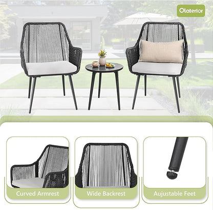 Patio Dining Chairs Outdoor Dining Chairs with Armrest and Cushion Set of 4, All-Weather Woven Twisted Wicker Rattan Chair, Modern Indoor Outdoor Seating for Garden, Lawn, Backyard, Black