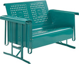 Crosley Furniture Bates Retro Metal Outdoor Loveseat Glider, 2-Person Rocking Patio Bench for Porch, Deck - Photo 1