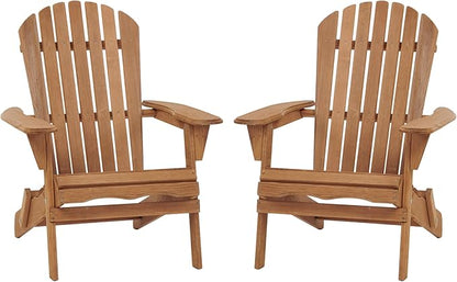 Premium Solid Wood Folding Adirondack Patio Chair Set for Outdoor Relaxation in Garden, Backyard, Porch and Poolside Lounging Comfort