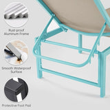 Lounge Chair Outdoor Set of 2, Foldable & Assembly Free Aluminum Chaise Lounge Chair with 5-Position Recliner - Photo 4