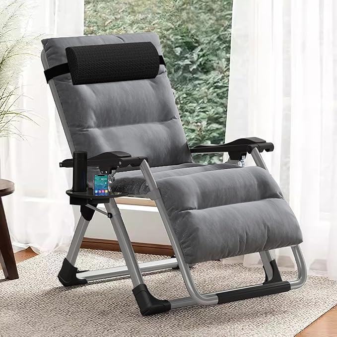 Slsy Zero Gravity Chair, Reclining Lounge Chair with Removable Cushion & Tray for Indoor and Outdoor - Photo 2