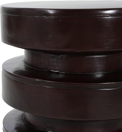 Christopher Knight Home Jeru Lightweight Concrete Round Coffee Table, Indoor and Outdoor Side Table for Living Room, MGO Small Side Table, 3-Tier Design, No Assembly Needed, Brown