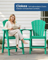 Ciokea Tall Adirondack Chairs Set of 4, HDPE Outdoor Adirondack Bar Stools with Double Connecting Tray - Photo 2