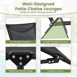 Tangkula Outdoor Lounge Chairs Set of 2, Patio Folding Chaise Recliner with 6-Level Backrest - Photo 7